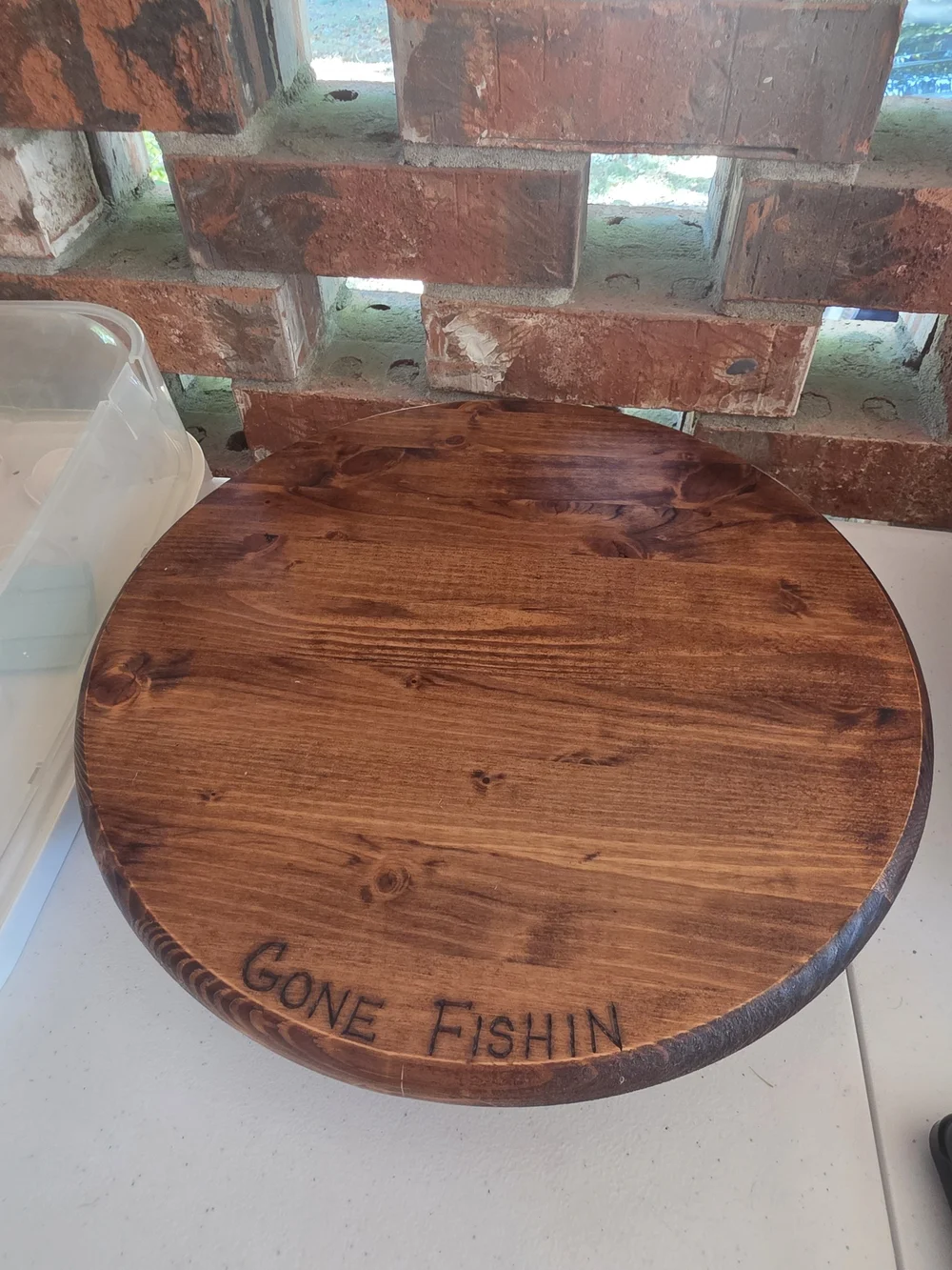 Rustic Brown Wooden Serving Board - Gone Fishin